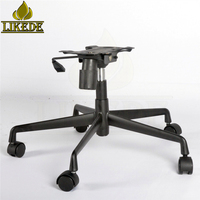 Base de chaise de bureau de haute qualité avec roulettes, fonction de rotation et d'inclinaison, cinq étoiles, entièrement en alliage d'aluminium noir mat avec revêtement en poudre