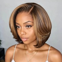 Perruque Pixie Bob en Cheveux Humains Brésiliens 100% Naturels, Densité 200%, HD Sans Colle, Lace Frontale 13*4, Courte pour Femme, Prix d'Usine, Vente en Gros