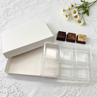 Boîte d'emballage alimentaire pour desserts, plateau transparent en PET de qualité alimentaire à 6 compartiments, boîte d'emballage pour truffes, bonbons et chocolats