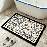Tapis de bain en diatomite à séchage rapide, absorbant, antidérapant, tapis de sol de salle de bain à rayures géométriques, tapis de douche