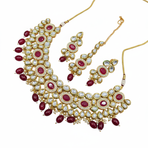 Exquisite Gold Plated Kundan Stone and <b>Beads</b> Necklace <b>Set</b> 11151663PU a Stylish Fine Jewelry <b>Set</b> - Product Image 2