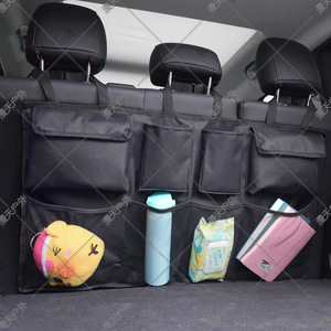 Organisateur de siège arrière de voiture, sac de rangement suspendu multi-poches pour coffre et siège avec 8 à 11 compartiments, tissu noir, usage général - Product Image 2
