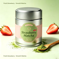 Poudre de Matcha Cérémonial Certifiée Marque Blanche OEM en Boîte de 30g, Poudre de Matcha Fraise en Boîte de 30g, Faible MOQ