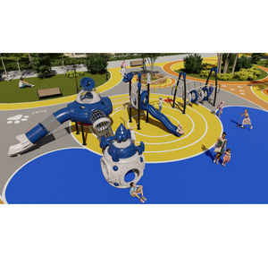 Aire de jeux extérieure pour enfants Swingset avec toboggan en plastique Jeux de stationnement pour enfants Parc d'attractions - Product Image 2