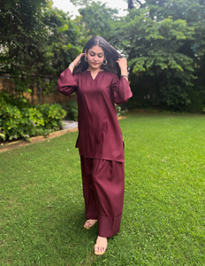 Conjunto Tradicional Indio Formal de Salwar Farshi Color Borgoña, Corto, 100% Algodón, Traje Étnico para Fiesta, Venta al Por Mayor para Mujeres - Product Image 2