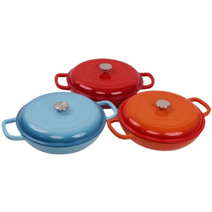Casserole en fonte émaillée rouge minimaliste pour fruits de mer, antiadhésive, avec couvercle, compatible gaz et induction, cocotte, rôtissoire - Product Image 1