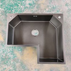 Évier de cuisine d'angle en forme de L fait sur mesure en acier inoxydable 304 à double bac avec service OEM - Product Image 3
