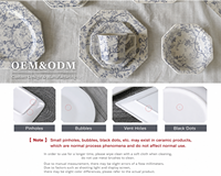 Service de vaisselle en porcelaine sous glaçure bleu et blanc à motifs floraux, style vintage français, assiettes, bols, plateaux, compatible micro-ondes, personnalisable, vente en gros
