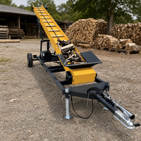 Convoyeur de bois de chauffage à essence 7HP, élévateur de bois de 236 pouces de long, empileur de bûches réglable en hauteur de 124 pouces pour le traitement du bois de chauffage