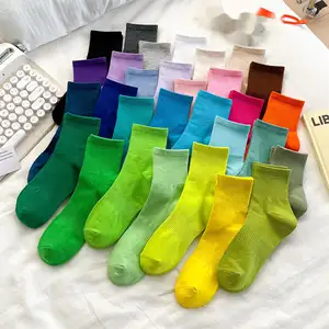 Remould Wholesale Fashion Colored Solid Color Plain Casual Socks Women Cotton Quarter Slouch Socks Wholesale