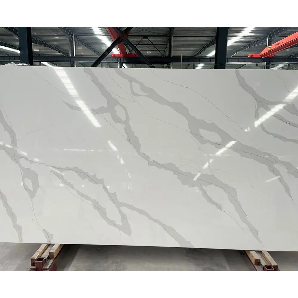 Clear White Calaccata Quartz Slab Brazilian Quartz Slabs Fundo Big Stone Lajes Quartz Stone para Fabricar