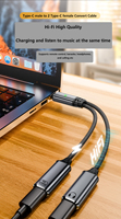 Divisor USB C 2 en 1, 100W PD, Carga Rápida, Dongle de Audio, Adaptador de Carga para Auriculares USB C, para Cámara, Llamadas DC