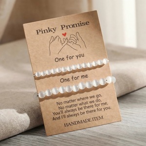 Pinky Promise <b>Beaded</b> <b>Bracelet</b> Set Imitation Pearl Couple Gift Unisex Jewelry - Product Image 3