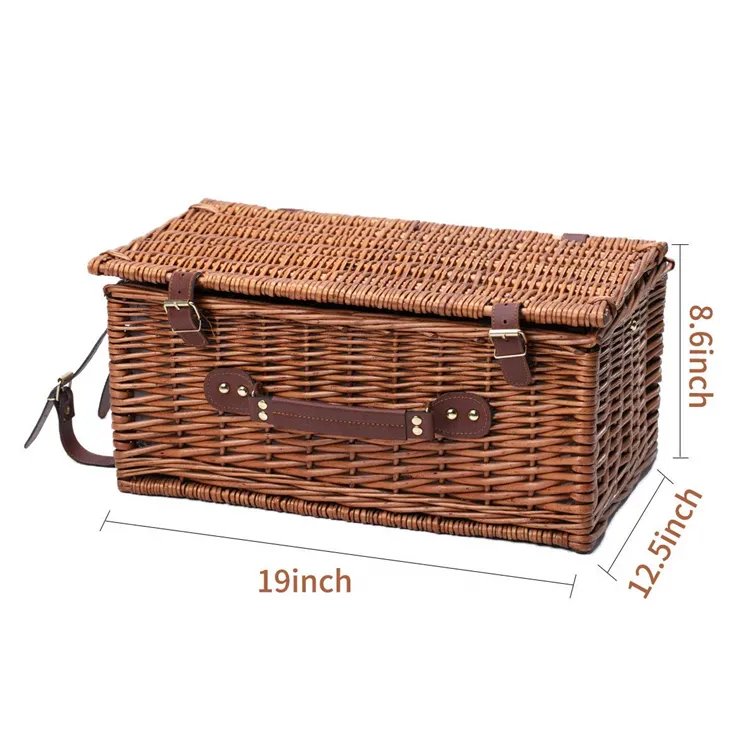 Mây Đan Giỏ Dã Ngoại Để Lưu Trữ Trái Cây Liễu Thủ Công Mỹ Nghệ 4 Người Hamper Chất Liệu Tay Dệt Miễn Phí Tùy Chỉnh Khác Nhau Kích Cỡ