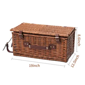 Rattan Weaving Basket Picnic For Storage Fruit Willow Handicraft 4 Persons Hamper Material Hand Weave Free Custom Diffent Sizes