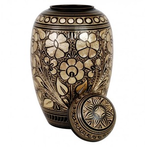 Ramo de flores doradas más vendido, urna para adultos hecha a mano de latón, soporte para cenizas modernas americanas para adultos, propósito funerario de aluminio colorido - Product Image 3