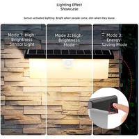 Lampu Dinding LED Tenaga Surya PIR Tahan Air IP54 Lumen Tinggi 6000K Cahaya Siang Hari untuk Pagar Taman Luar Ruangan, Dapat Diredupkan dengan Sensor
