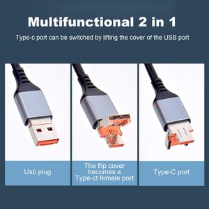 Câble de données USB 3A à charge rapide 60W 2-en-1 Câble de charge de téléphone de type C à type C gainé en nylon de 2 mètres - Product Image 3