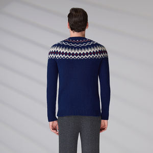 Pull classique anti-rides personnalisé avec logo brodé, col rond, en laine, pour homme, hiver et automne - Product Image 4