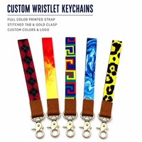 Porte-clés personnalisé en polyester avec sangle en tissu imprimé par sublimation, clip en cuir PU et crochet métallique – Vente en gros OEM pour fabricants