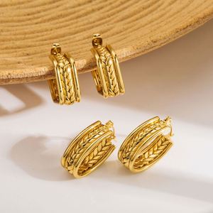 Vintage Gold Color Minimalist Round <b>Stud</b> <b>Earrings</b> Women's Fashion Fine Jewelry for Party Stainless Steel Causal Styling - Product Image 5