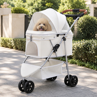 Poussette pour animaux de compagnie à trois roues multifonctionnelle en alliage d'aluminium pliable et réglable, chariot stable pour chiens et chats en plein air