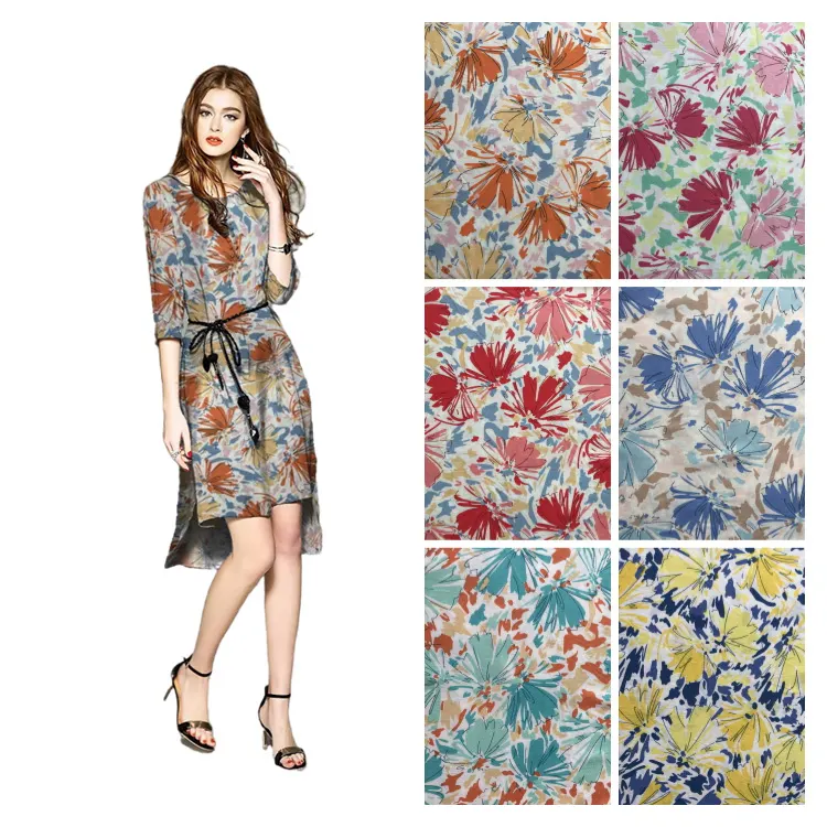 New Arrival Custom Abstract Patterns Rayon Viscose Modal Fabric Digital Printed Viscose Fabric For Dress