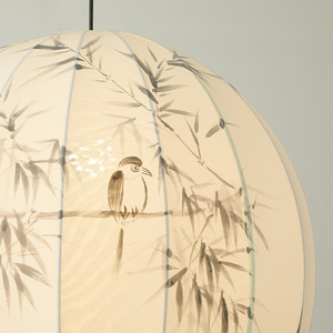 DengSe – lampe suspendue en tissu de style japonais, ampoule ronde E27 de 40Cm, pour chambre à coucher, salon, maison de thé - Product Image 5