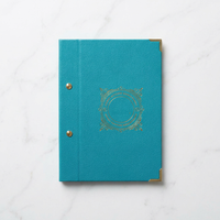 Couverture de menu en cuir bleu personnalisée pour restaurant, dossier de menu fixé par vis, porte-menu multi-pages