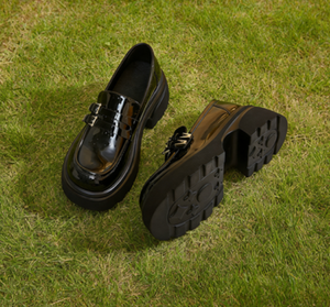 Mocassins à talon haut en cuir véritable à semelle épaisse pour femmes, chaussures de marche pour toutes les saisons - Product Image 3