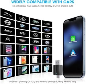 Adaptateur sans fil 2 en 1 <span class=keywords><strong>Apple</strong></span> <span class=keywords><strong>CarPlay</strong></span> et Android Auto avec Bluetooth 5.4, commande vocale, certifié CE/FCC/ROHS, compatible universel - Product Image 6
