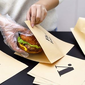 Custom Logo Printed Eco-Friendly Disposable Biodegradable Recyclable Waterproof Kraft Paper <b>Bags</b> for Sandwiches Burger Baguettes - Product Image 2