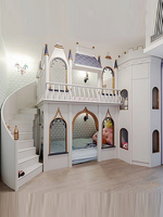 Lit superposé bohème, lit château de princesse, lit cachette secrète avec escalier courbé, lit superposé blanc personnalisé pour chambre de filles, style européen