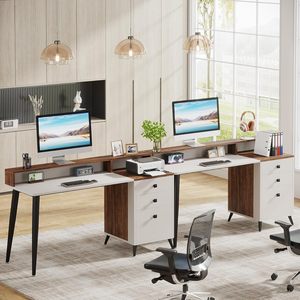 Bureau d'<span class=keywords><strong>ordinateur</strong></span> de 56 pouces avec armoire à tiroirs, bureau ergonomique avec étagères <span class=keywords><strong>pour</strong></span> moniteur, table d'<span class=keywords><strong>ordinateur</strong></span> avec espace <span class=keywords><strong>pour</strong></span> <span class=keywords><strong>imprimante</strong></span> - Product Image 5