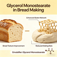Monostéarate de glycérol de haute pureté E471, mono- et diglycérides, émulsifiant alimentaire acide gras GMS DMG