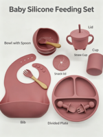 Ensemble de 10 assiettes et bols modernes en silicone de qualité alimentaire pour bébé, motif dessin animé, vaisselle pour bébé