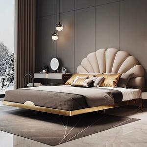 Grande tête de <span class=keywords><strong>Lit</strong></span> haut de gamme, <span class=keywords><strong>Lit</strong></span> Double, personnalisé en acier inoxydable, ensemble de <span class=keywords><strong>Lit</strong></span> en cuir de luxe, meubles de chambre modernes - Product Image 3