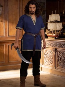 Disfraz Vikingo para Hombre, Túnica Medieval Renacentista, Camisa, Pantalones, Cinturón, Pirata, Caballero, Halloween, Cosplay, Carnaval, Fiesta, Disfraz con Falda - Product Image 4
