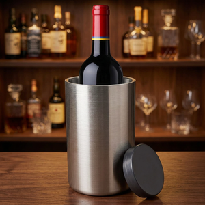 Stainless Steel Wine Cooler <b>Ice</b> <b>Bucket</b> Party Industrial Sustainable Customized Color & Logo for Hotel Home Bar - Product Image 3
