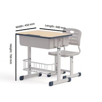 Ensemble de bureau et chaise scolaire double en métal moderne et confortable de haute qualité pour salle de classe