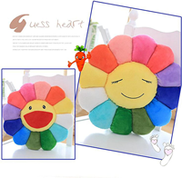 Cojín de Asiento de Peluche Personalizado de Takashi Murakami con Diseño de Girasol, Cojín de Algodón PP Súper Suave para Aliviar el Estrés