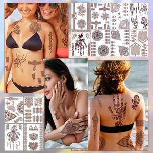 Tatouages temporaires au henné pour adultes autocollants de tatouage au henné imperméables pour les mains <span class=keywords><strong>dentelle</strong></span> <span class=keywords><strong>Mandala</strong></span> fleur motif Art corporel grand - Product Image 6