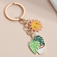 Porte-clés léger en alliage de zinc, motif soleil, cactus, fleur, lettres, plantes du désert, cadeaux pour femmes et hommes, accessoires de sac, DIY
