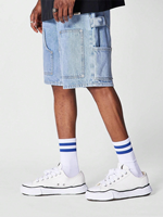 ZY-Short cargo décontracté en coton délavé bleu, logo personnalisé brodé, coupe ample unie, charpentier, jean, jorts baggy pour hommes