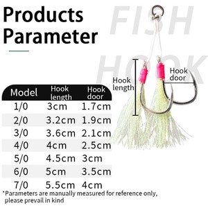 Anzuelo Luminoso para Pesca Jigging 8062 5X Doble Anzuelo para Pesca en Barco en Agua Salada, Anzuelo de Placa de Hierro Super Resistente - Product Image 4
