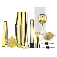 Ensemble de shaker à cocktails en or 11 pièces avec logo personnalisé OEM, en acier inoxydable 18/8, kit de barman avec shaker Boston, outils de mixologie