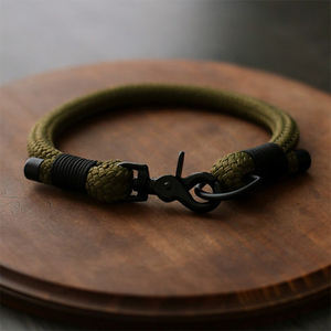 Kerah rajut hewan peliharaan mewah warna murni nilon kustom kerah anjing tanpa tarik buatan tangan tali nilon Paracord kerah anjing - Product Image 5