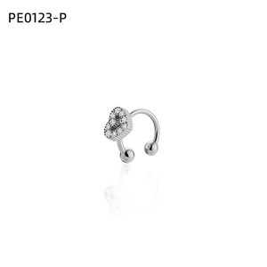 Pendientes de Clip con Forma de Corazón de Cristal y Baguette PE0123 para Mujer, Sin Perforación, Clip de Oreja en Forma de U, Plata y Oro - Product Image 1