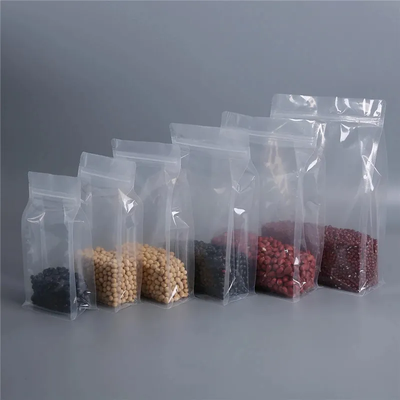 Fundo plano Bolsas Zip Lock Transparente Reutilizável Food Ziplock Saco De Embalagens De Plástico Personalizado Com Zíper Claro Bolsa com Zíper