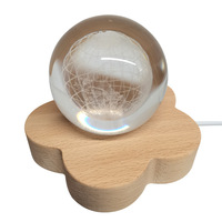 Ornement artisanal en bois de hêtre massif LED Lde, mini boule, alimenté par USB, fait main, créatif, minimaliste, forme de trèfle